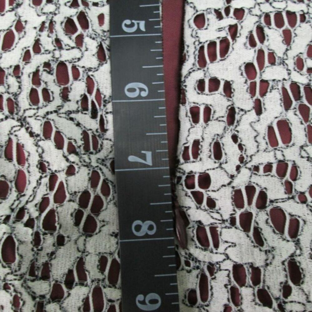 CARVEN Lace Pattern Knee-Length Skirt -L/10-White/Burgandy NWT - Picture 15 of 15